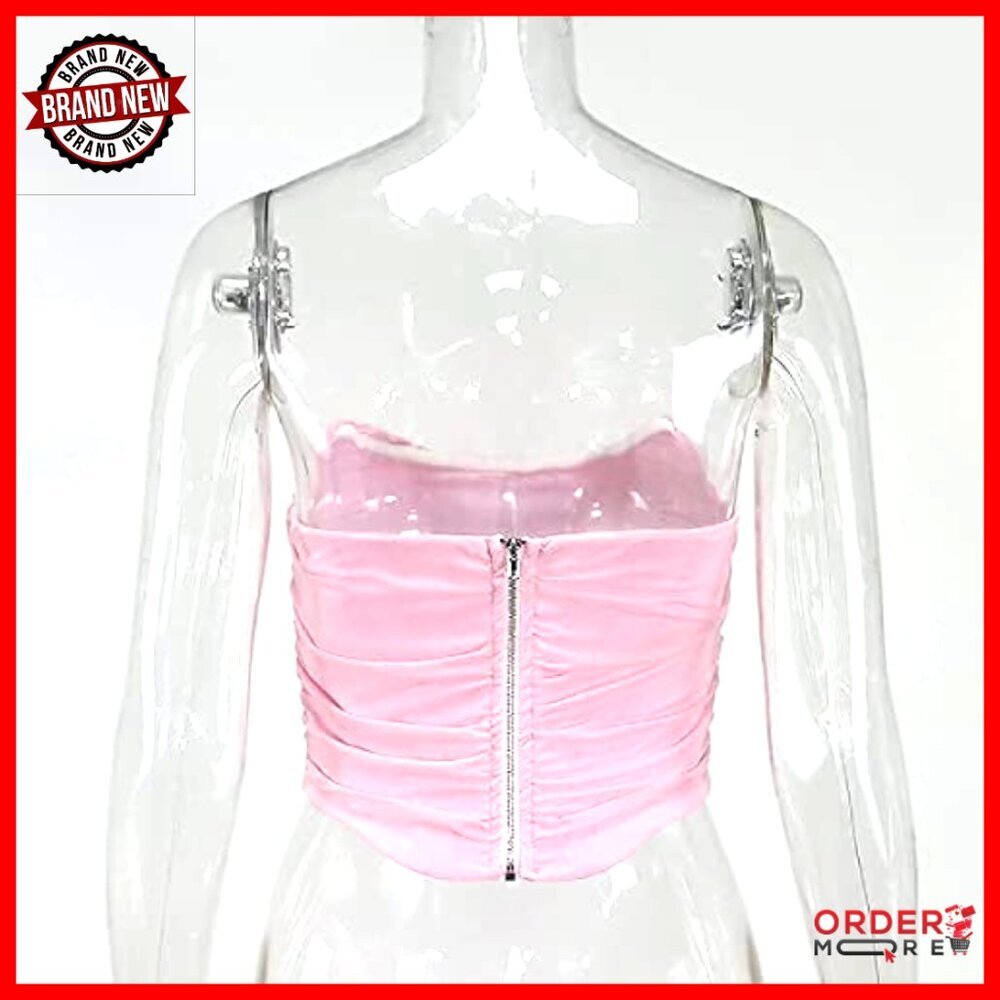 Vintage Strapless Mesh Bustier Corset Top Y2K Retro Open Back Bodyshaper - Picture 5 of 7